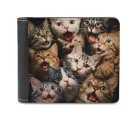 sinyumoney Surprised Cats Compilation -3 3D Print Clutch Purse Card Slots Coin RFID Blocking Stylish Banknote Compartments Leather Wallet 11.7cm*9.5cm