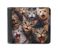 sinyumoney Surprised Cats Compilation-3 3D Print Clutch Purse Multiple Slots RFID Blocking Stylish Slots Note Section Wallets Youth Guys 11.7cm*9.5cm