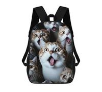 sinyumoney Surprised Cats Compilation-3 Children's Backpacks School 3D Printed Bag Bookbag for Kids Travel Rucksacks Boy Girl Book Bags Kids School Bag 17inch