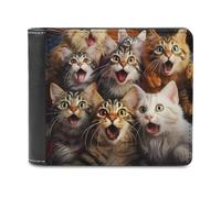 sinyumoney Surprised Cats Compilation-32 3D Print Clutch Purse Card Slots Coin Slots Note Section Stylish Durable Leather Wallet Youth Guys 11.7cm*9.5cm