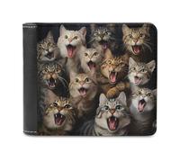 sinyumoney Surprised Cats Compilation-34 3D Print PU Leather Wallet Multiple Slots Banknote Compartments Stylish Durable Men's Wallets Gifts 11.7cm*9.5cm
