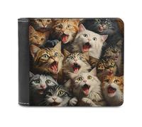sinyumoney Surprised Cats Compilation-35 3D Print Wallet Coin Pocket ID RFID Blocking Stylish Banknote Compartments Stylish Durable Leather Wallet 11.7cm*9.5cm