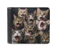 sinyumoney Surprised Cats Compilation-36 3D Print Men's Wallet ID Window Coin RFID Blocking Stylish Slots Note Section Wallets Youth Guys 11.7cm*9.5cm