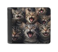 sinyumoney Surprised Cats Compilation 3D Print Men's Wallet Bills Credit Cards Leather RFID Banknote Compartments Leather Wallet 11.7cm*9.5cm