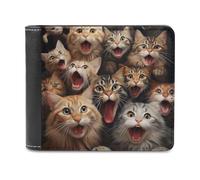 sinyumoney Surprised Cats Compilation -4 3D Print Clutch Purse Holds Bills Credit Leather Compartments Leather Men's Wallet Gifts 11.7cm*9.5cm
