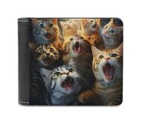 sinyumoney Surprised Cats Compilation -5 3D Print PU Leather Men's Wallet Multiple Slots Leather RFID Stylish Durable Wallets Craftsmanship Gifts 11.7cm*9.5cm