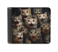 sinyumoney Surprised Cats Compilation-5 3D Print PU Leather Wallet Use Holds Bills RFID Blocking Fashion Slim Purse Craftsmanship Gifts 11.7cm*9.5cm