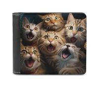 sinyumoney Surprised Cats Compilation -7 3D Print Men's Wallet Multiple Slots Banknote Compartments Soft Convenient Purse Youth Guys 11.7cm*9.5cm