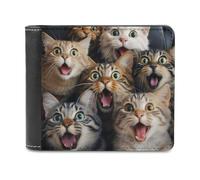 sinyumoney Surprised Cats Compilation-7 3D Print Wallet Bills Credit Cards Leather RFID Banknote Compartments Fashion Slim Wallets Youth Guys 11.7cm*9.5cm