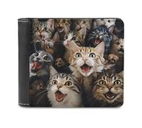 sinyumoney Surprised Cats Compilation -8 3D Print Wallet Coin Pocket ID RFID Blocking Stylish Banknote Compartments Stylish Durable Leather Wallet 11.7cm*9.5cm