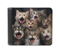 sinyumoney Surprised Cats Compilation-9 3D Print Men's Wallet Holds Bills Credit RFID Blocking Stylish Banknote Compartments Fashion Slim Wallets 11.7cm*9.5cm