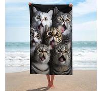 sinyumoney Surprised Cats Compilation Bathroom Towels Lightweight Soft Absorbent Beach Towel for Spa Gym Hotel & Everyday Bathroom 130cm*80cm