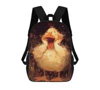 sinyumoney Surprised Duckling Painting School Bag Backpack Teen Schoolbag 3D Printing Adjustable Schoolbag Fashion Pocket Bag for Kids Boys Girls Students And Teenagers Fans 17inch
