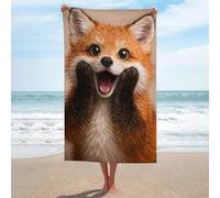 sinyumoney Surprised Fox Portrait Basics Towel Set Sand Free Quick Dry Absorbent Compact Beach Towel for Spa Gym Hotel 130cm*80cm