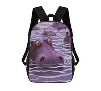 sinyumoney Surprised Hippos Rucksacks 3D Printed Children Backpacks Fashion Casual Daypack Cute Travel Bags Outdoor Casual Daypack for Boy And Girl 17inch