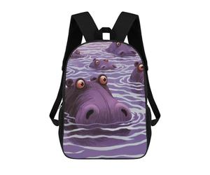 sinyumoney Surprised Hippos Rucksacks 3D Printed Children Backpacks Fashion Casual Daypack Cute Travel Bags Outdoor Casual Daypack for Boy And Girl 17inch