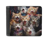 sinyumoney Surprised Kittens Compilation 3D Print Wallet Safe Protection Card RFID Blocking Banknote Compartments Fashion Slim Leather Wallet 11.7cm*9.5cm