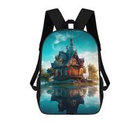 sinyumoney Surral Castle Reflections Backpacks Children's Backpacks School Bag 3D Printed Children's School Backpack Fashion Travel Backpacks for Kids Elementary Middle School 17inch