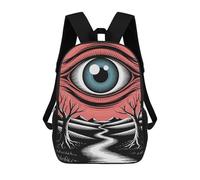 sinyumoney Surreal Eye Landscape Rucksacks 3D Printed Children Backpacks Fashion Casual Daypack Cute Travel Bags Outdoor Casual Daypack for Boy And Girl 17inch