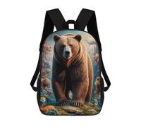 sinyumoney Surreal Grizzly Bear School Bag Backpack Teen Schoolbag 3D Printing Adjustable Schoolbag Fashion Pocket Bag for Kids Boys Girls Students And Teenagers Fans 17inch