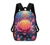 sinyumoney Surreal Lotus Flower School Bag Backpack Teen Schoolbag 3D Printing Adjustable Schoolbag Fashion Pocket Bag for Kids Boys Girls Students And Teenagers Fans 17inch