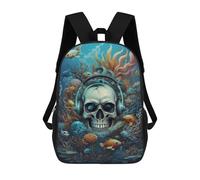 sinyumoney Surreal Ocean Skull Music 3D Printed School Backpack Casual Children's Backpacks 3D Printed School Bag for Boys Elementary And Middle 17inch