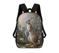 sinyumoney Surreal Rabbit Safari School Bag Backpack Teen Schoolbag 3D Printing Adjustable Schoolbag Fashion Pocket Bag for Kids Boys Girls Students And Teenagers Fans 17inch