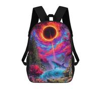 sinyumoney Surreal Shark Landscape with Eclipse Rucksack High Secondary School Bags Casual Backpack for Girls Boys Teenage 17inch