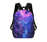 sinyumoney Surreal Violet Waterfall Children's Backpacks School Backpack 3D Printed Backpack for Kids Travel Rucksacks Book Bags Kids School Bag 17inch