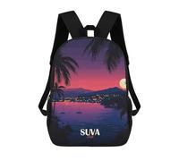 sinyumoney Suva Fiji Tropical Nightscape Illustration School Backpack Large Lightweight Casual Backpack for Boys/Girls/Teenagers 17inch