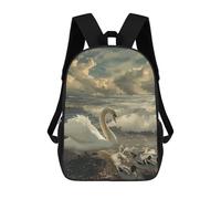 sinyumoney Swan And Family School Bags High Secondary School Bags Casual Backpack for Camping Outdoor Adventures And Daily Travel 17inch