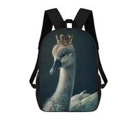 sinyumoney Swan Cute King Backpack School Bag Secondary Causal Travel High School Bags for School/Work/Travel 17inch