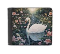 sinyumoney Swan in A Floral Paradise 3D Print Clutch Purse Multiple Slots RFID Blocking Stylish Slots Note Section Wallets Youth Guys 11.7cm*9.5cm