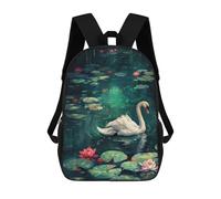 sinyumoney Swan in A Lily Pond School Bags Large Water Resistant Laptop Backpack for Campus Outdoor Travel Sports 17inch