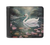 sinyumoney Swan in A Serene Pond 3D Print Men's Wallet Holds Bills Credit RFID Blocking Stylish Banknote Compartments Fashion Slim Wallets 11.7cm*9.5cm
