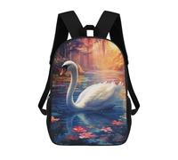 sinyumoney Swan in Enchanted Forest Lake School Bag 3D Printed Children's School Backpack Casual Fashion Travel Backpacks for Kids School Students 17inch