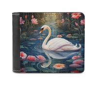 sinyumoney Swan in Enchanted Pond -2 3D Print Clutch Purse Multiple Slots RFID Blocking Stylish Slots Note Section Wallets Youth Guys 11.7cm*9.5cm