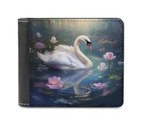 sinyumoney Swan in Enchanted Pond -6 3D Print Clutch Purse Credit Cards Coins RFID Blocking Leather Men's Wallet Craftsmanship Gifts 11.7cm*9.5cm