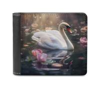 sinyumoney Swan in Serene Pond 3D Print Clutch Purse Card Slots ID Banknote Compartments Soft Convenient Leather Men's Wallet 11.7cm*9.5cm