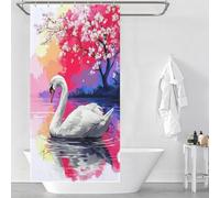 sinyumoney Swan Serenity Artistic Reflections Anti-Mould Proof Resistant with Hooks Waterproof Fabric Bathroom Curtains Modern Art for Kids Women Men 35.43x70.87Inch（90x180cm）