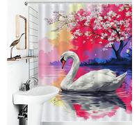 sinyumoney Swan Serenity Artistic Reflections Bath Shower Curtains Mildew Waterproof Polyester Fabric Soft Fabric Hotel Shower Curtain for Shower Bath Curtain 56.30x70.87Inch（143x180cm）