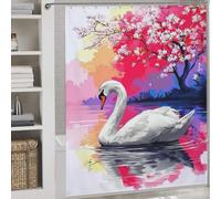 sinyumoney Swan Serenity Artistic Reflections Shower Curtain Anti Mould Quick Drying Proof Resistant Decor Bath Curtains for Bathtub Shower Stall 69.69x70.87Inch（177x180cm）