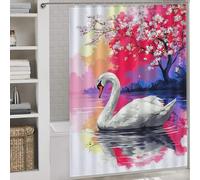 sinyumoney Swan Serenity Artistic Reflections Shower Curtains Mould Proof Thicken Durable Polyester Modern Polyester Water Repellent for Kids Women Men 64.17x70.87Inch（163x180cm）