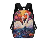 sinyumoney Swans in A Floral Paradise Backpack School Backpack Kids School Bag Large Capacity Kids Backpack for School Rucksack 3D Book Bag Gifts for Kids 17inch