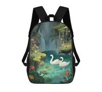 sinyumoney Swans in A Floral Waterfall Pond Backpack School Bag Business Durable Laptop Bag for Campus Outdoor Travel Sports 17inch