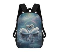 sinyumoney Swans in Love Under Rainbow Rain 3D Printed Children's School Backpack for Kids High Capacity Travel Rucksacks Book Bags Kids School Bag Back Pack 17inch