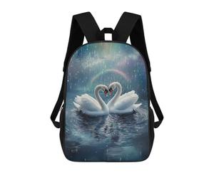 sinyumoney Swans in Love Under Rainbow Rain School Backpack Lightweight Schoolbag Dayback Bookbag College for Teenage Girls Boys Women Men 17inch