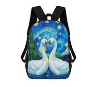 sinyumoney Swans Under Starry Night Backpack Cartoon Plush Bag, 3D Backpack for Kids School Bag Birthday Gift Idea for Boys And Girls 17inch