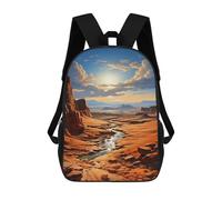 sinyumoney Sweeping Dunes of Dubai Children's Backpack, 3D Printed School Backpack, Backpack for Boys Girls, Adjustable School Bag for Primary School 17inch