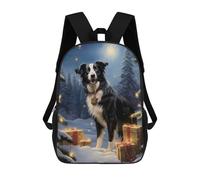 sinyumoney Sweet Border Collie Xmas Children's School Backpack 3D Printed for Kids Travel Rucksacks Book Bags Kids School Bag 17inch